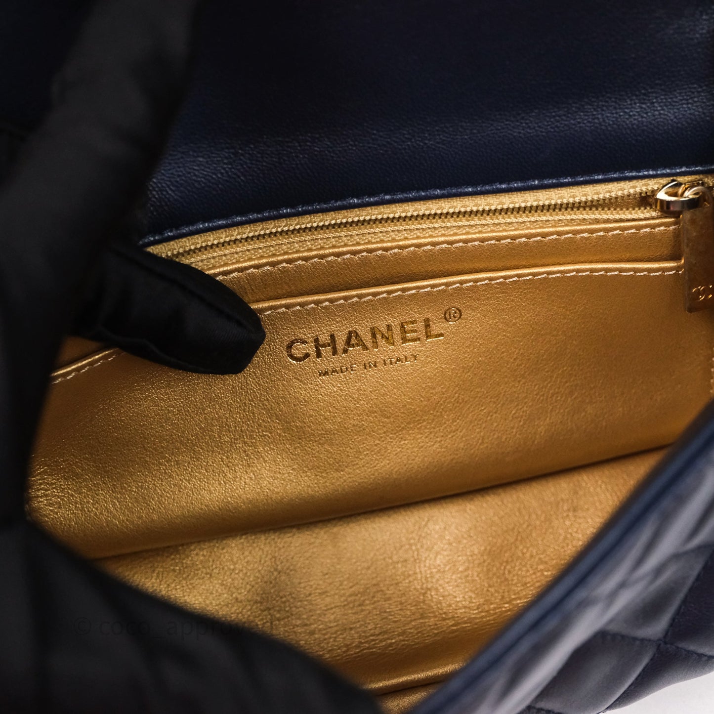 Chanel Mini Rectangular Pearl Crush Navy Lambskin Aged Gold Hardware