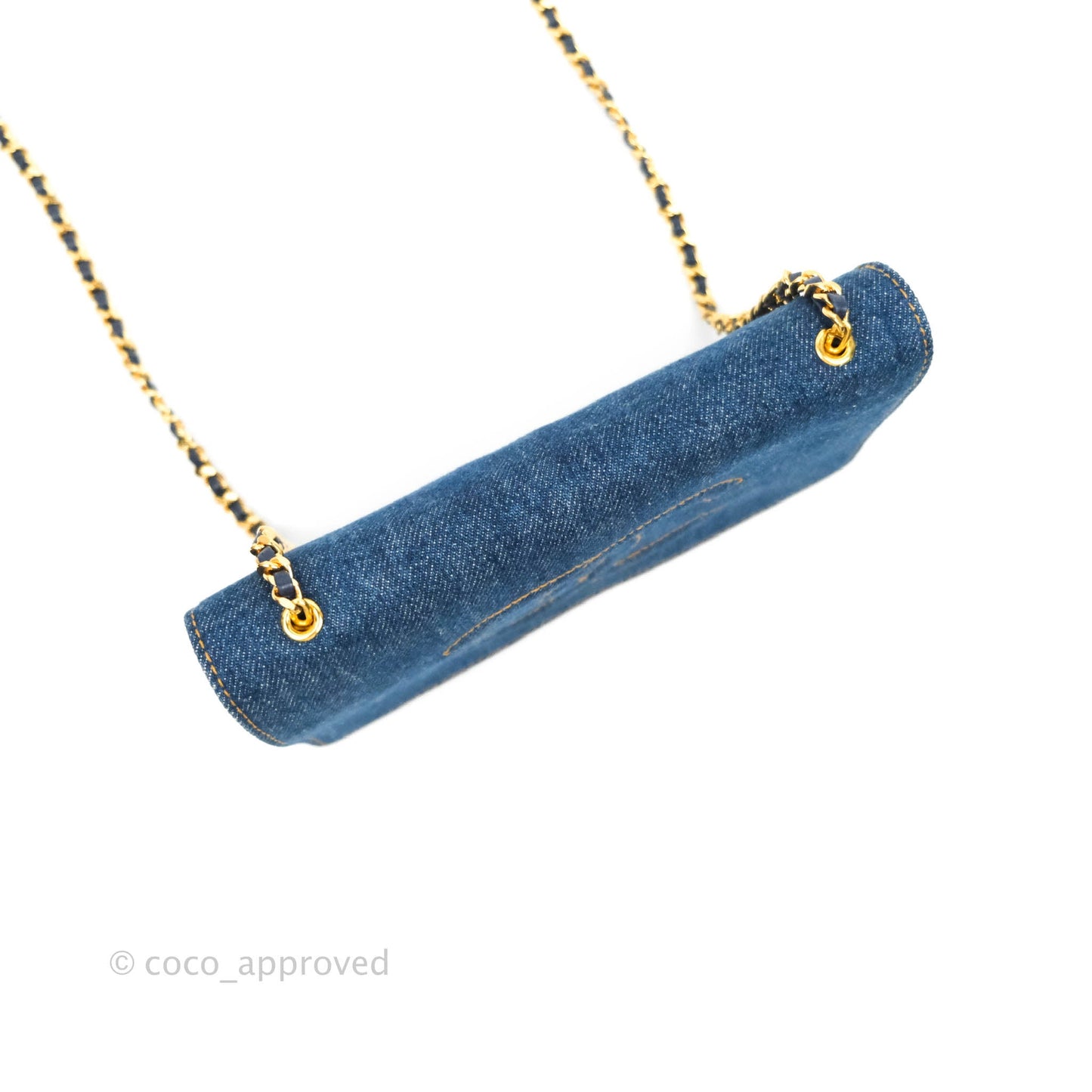 Chanel Vintage Denim Wallet On Chain WOC Gold Hardware