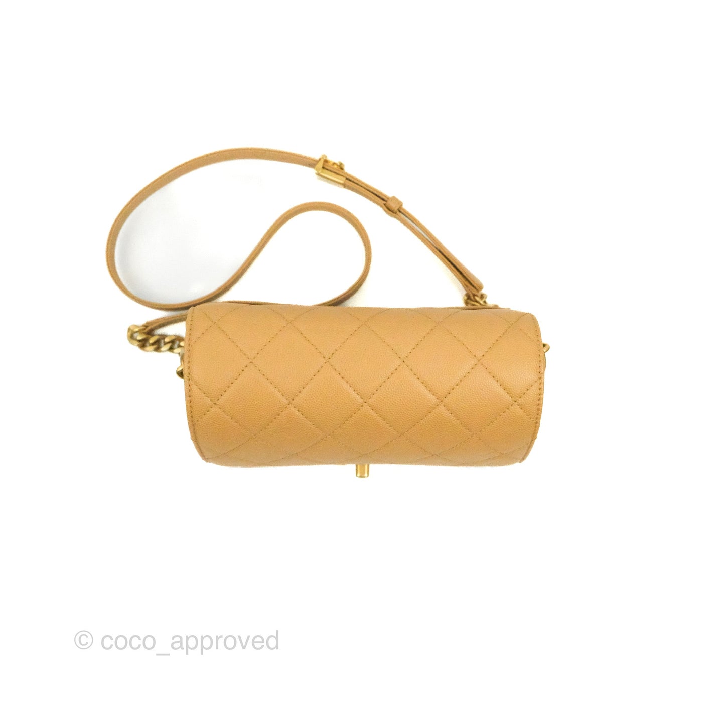 Chanel Mini Messenger Bag Beige Caviar Gold Hardware 21K