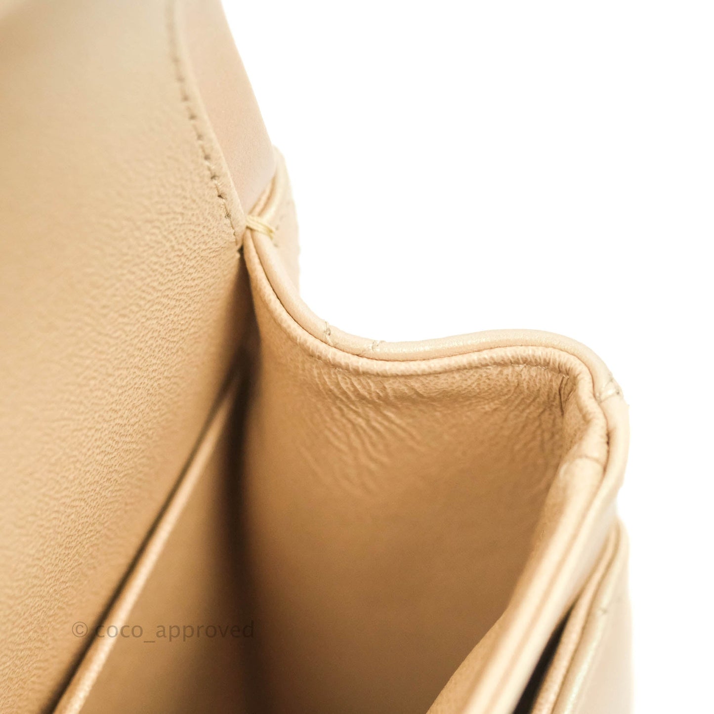 Chanel Classic M/L Medium Double Flap Iridescent Beige Calfskin Gold Hardware 21S