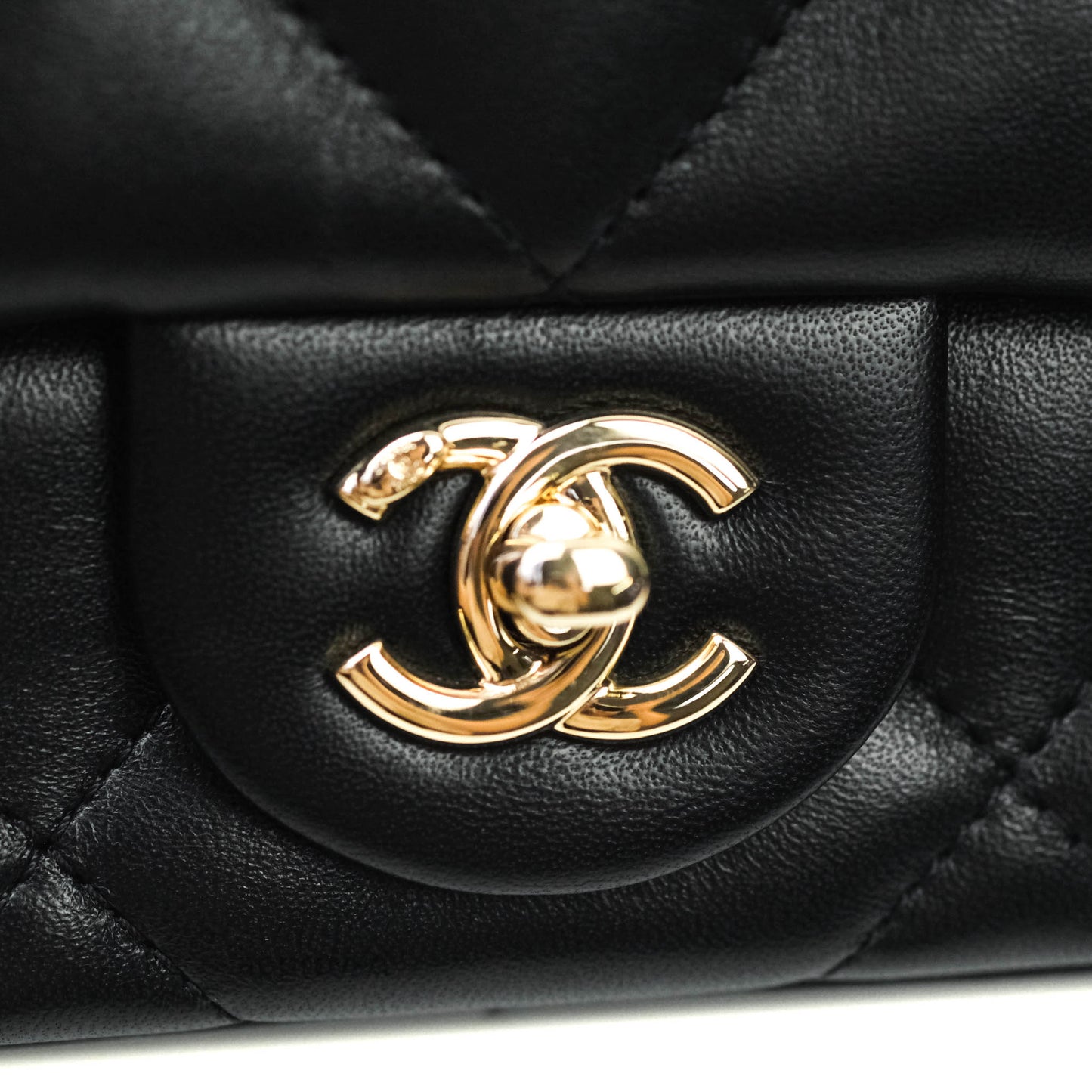 Chanel Easy Cherry Flap Bag With Handle Black Lambskin Gold Hardware 19K