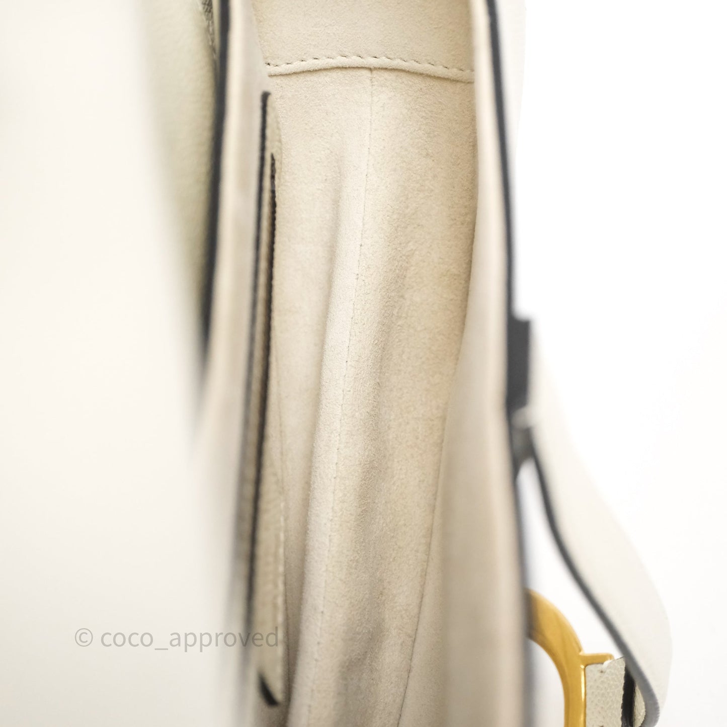 Christian Dior Saddle Bag White Grained Calfskin Gold Hardware