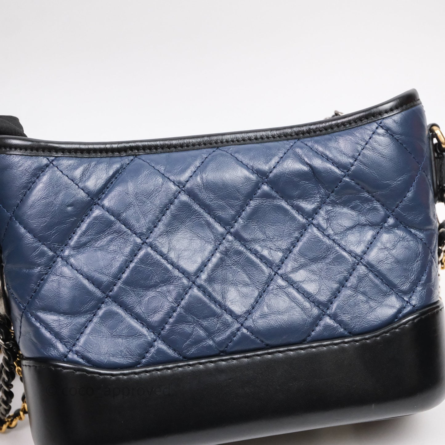 Chanel Quilted Small Gabrielle Hobo Navy Black Aged Calfskin Mixed Hardware