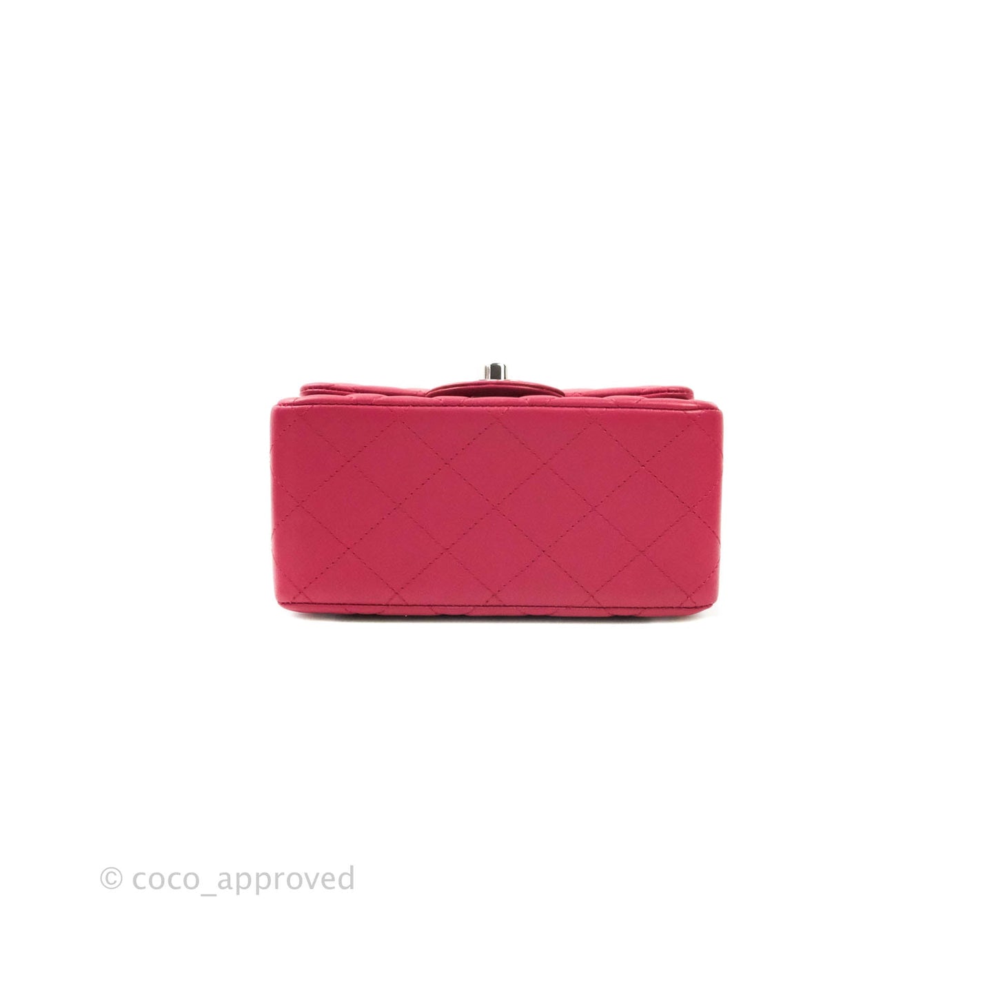 Chanel Classic Quilted Mini Square Flap Rosy Pink Lambskin Silver Hardware