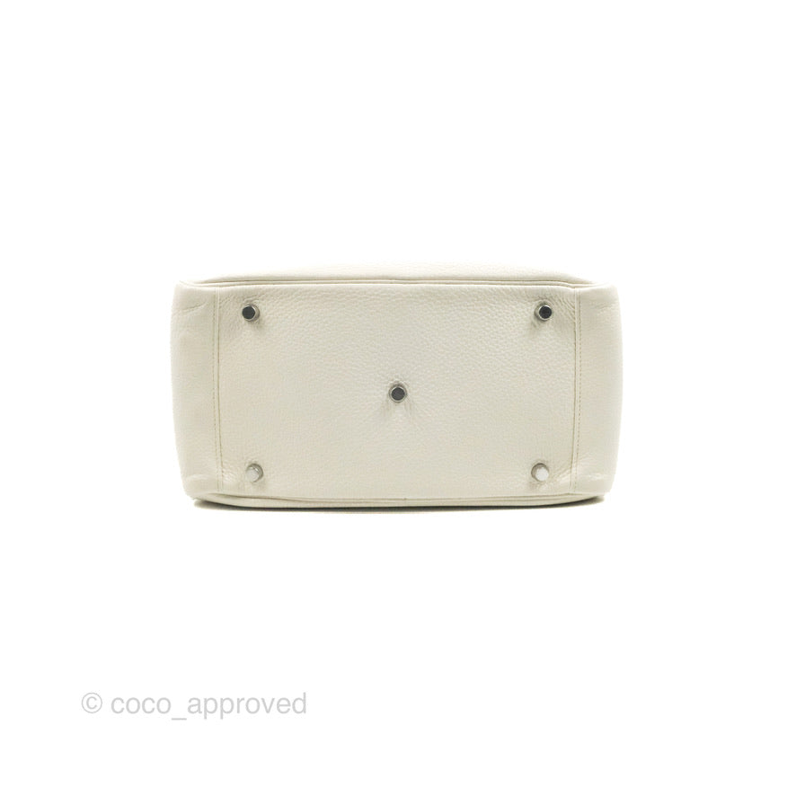 Hermes Lindy 30 White Clemence Palladium Hardware
