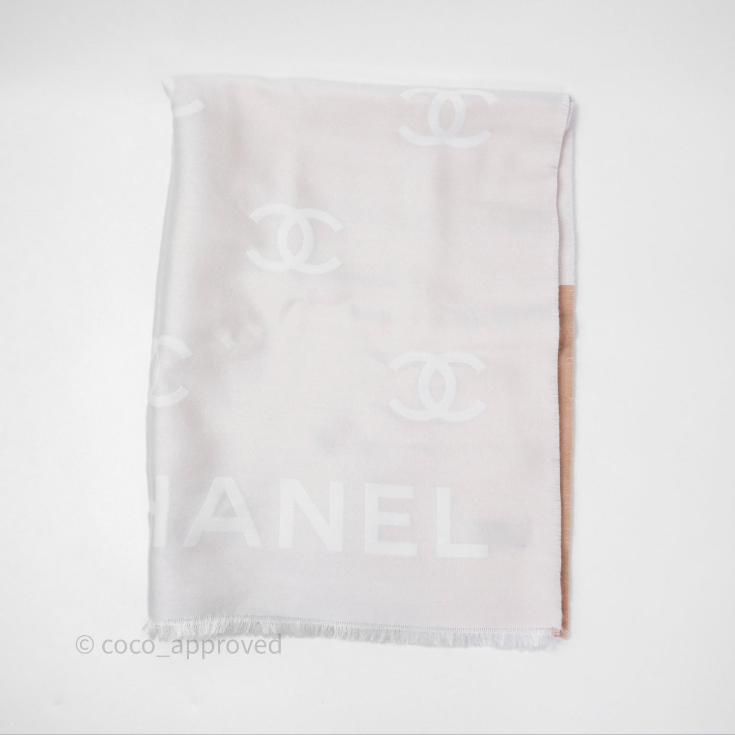 Chanel CC Logo Scarf Wool Coral 25C