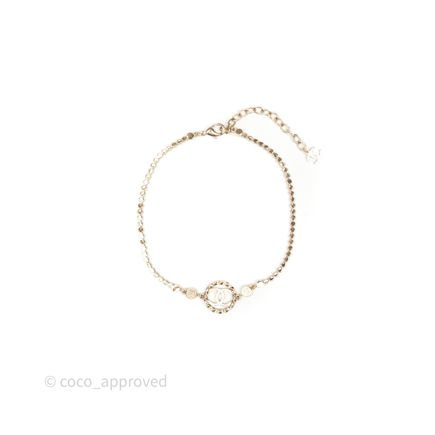 Chanel Crystal Round CC Necklace Gold Tone 23B
