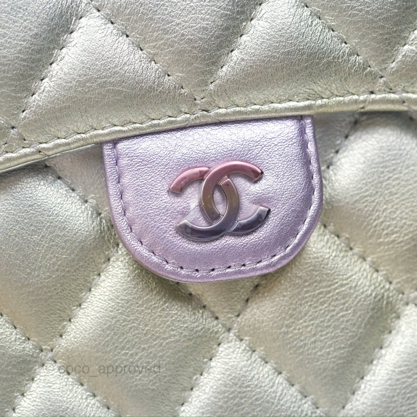 Chanel Classic Quilted Phone Holder Iridescent Rainbow Calfskin