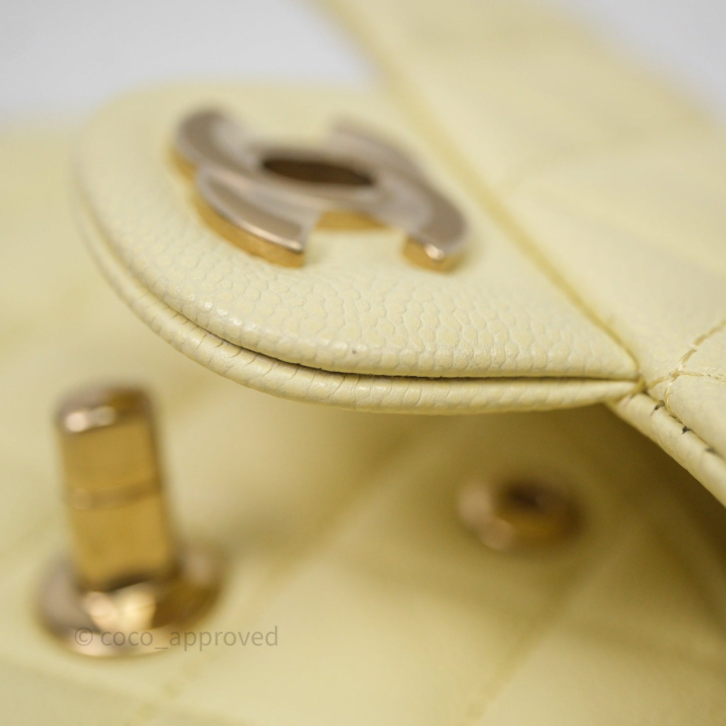 Chanel Small Classic Quilted Flap Light Yellow Caviar Gold Hardware