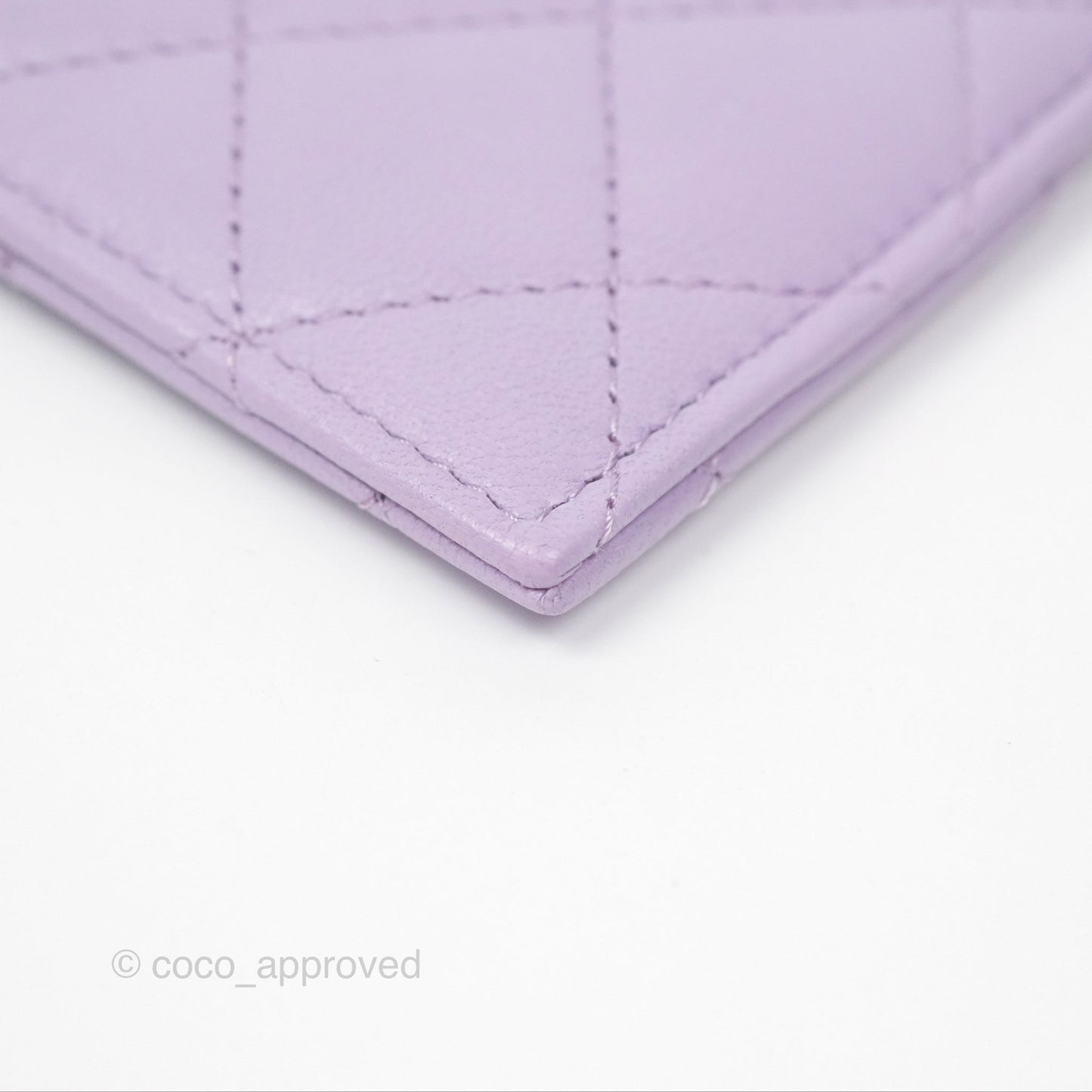 Chanel Pearl CC Zipped Card Holder Lilac Lambskin Gold Hardware 24P