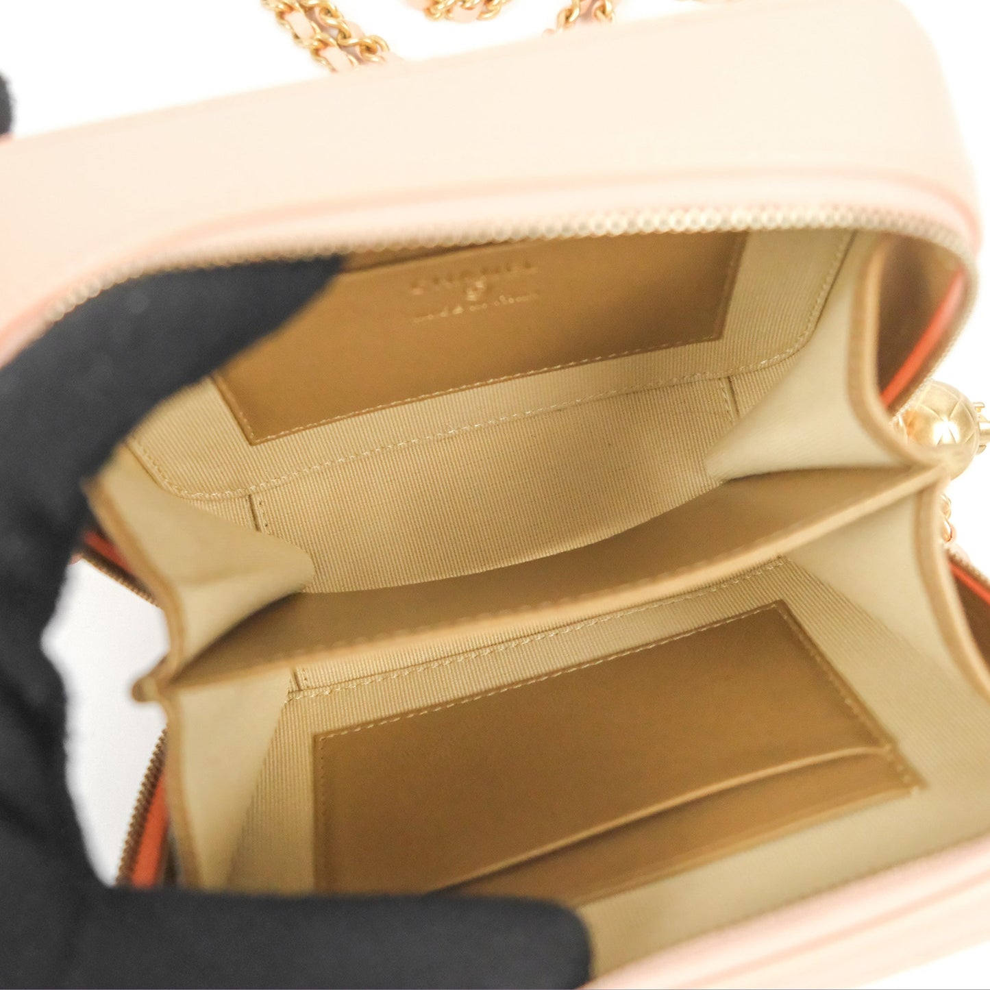 Chanel Mini Pearl Crush Quilted Camera Case Orange Blair Lambskin Aged Gold Hardware