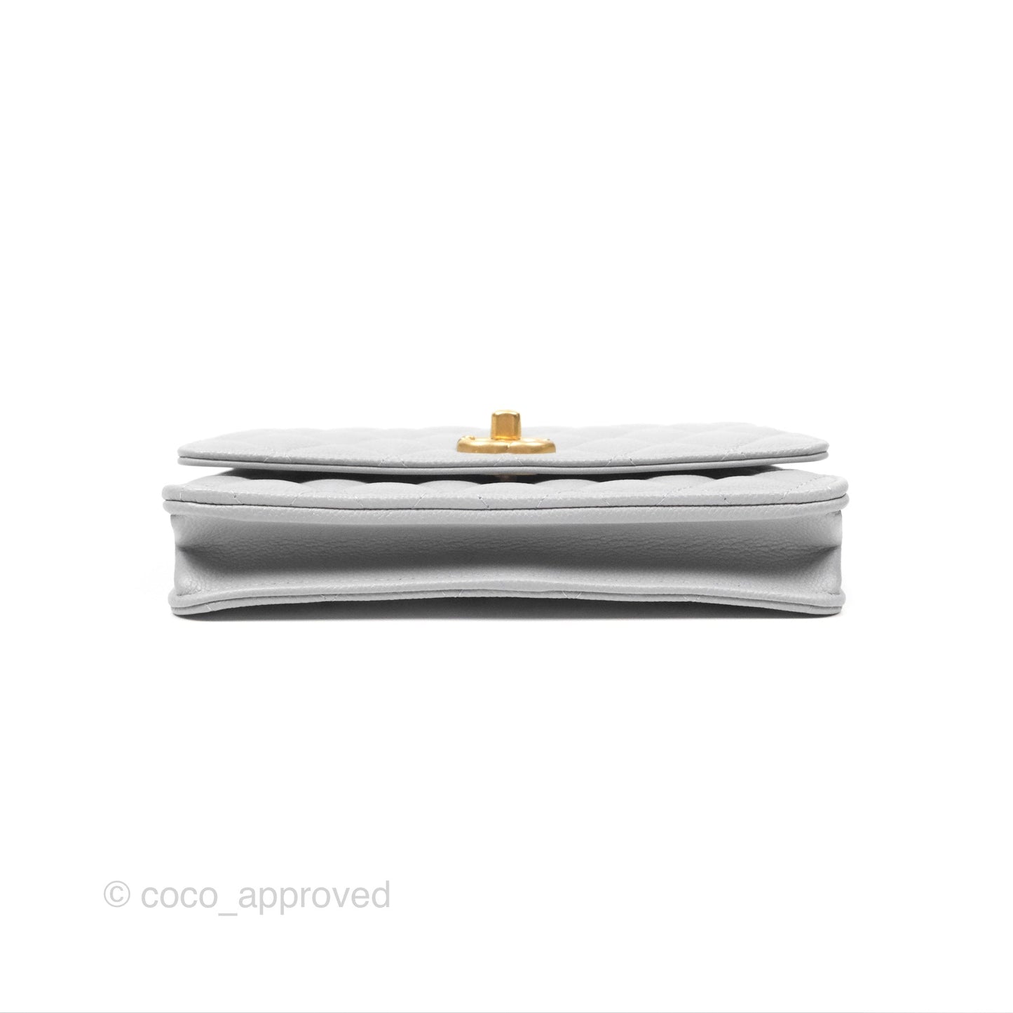 Chanel Heart Adjustable Chain WOC Grey Caviar Aged Gold Hardware