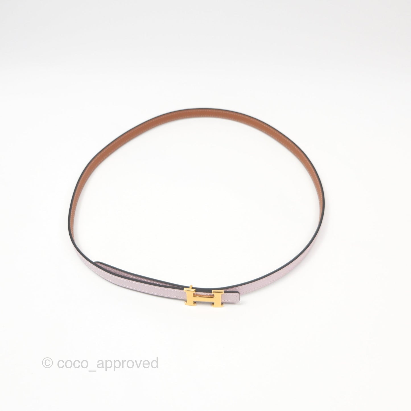 Hermès H Constance Mini Belt Buckle & Reversible Mauve Pale 09/ Gold 37 Swift / Epsom Gold Hardware