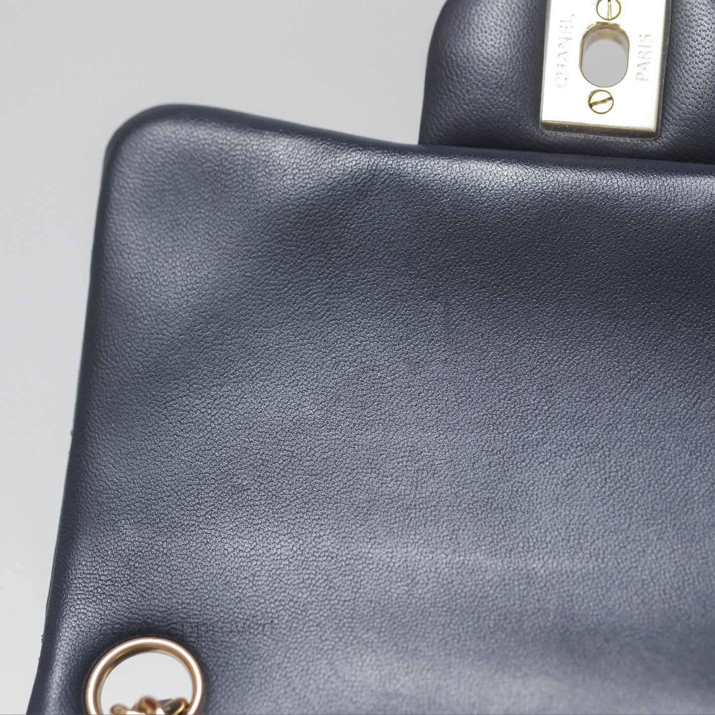 Chanel Mini Square Flap Quilted Navy Lambskin Gold Hardware