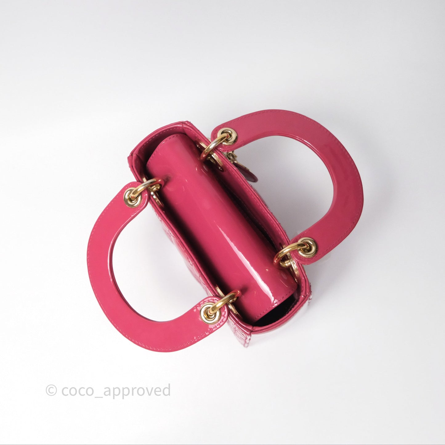 Christian Dior Mini Lady Dior Dusty Pink Patent Cannage Calfskin Gold Hardware