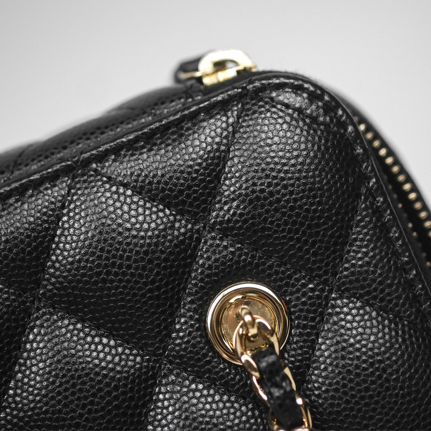 Chanel Vanity Rectangular With Chain Black Caviar Gold Hardware
