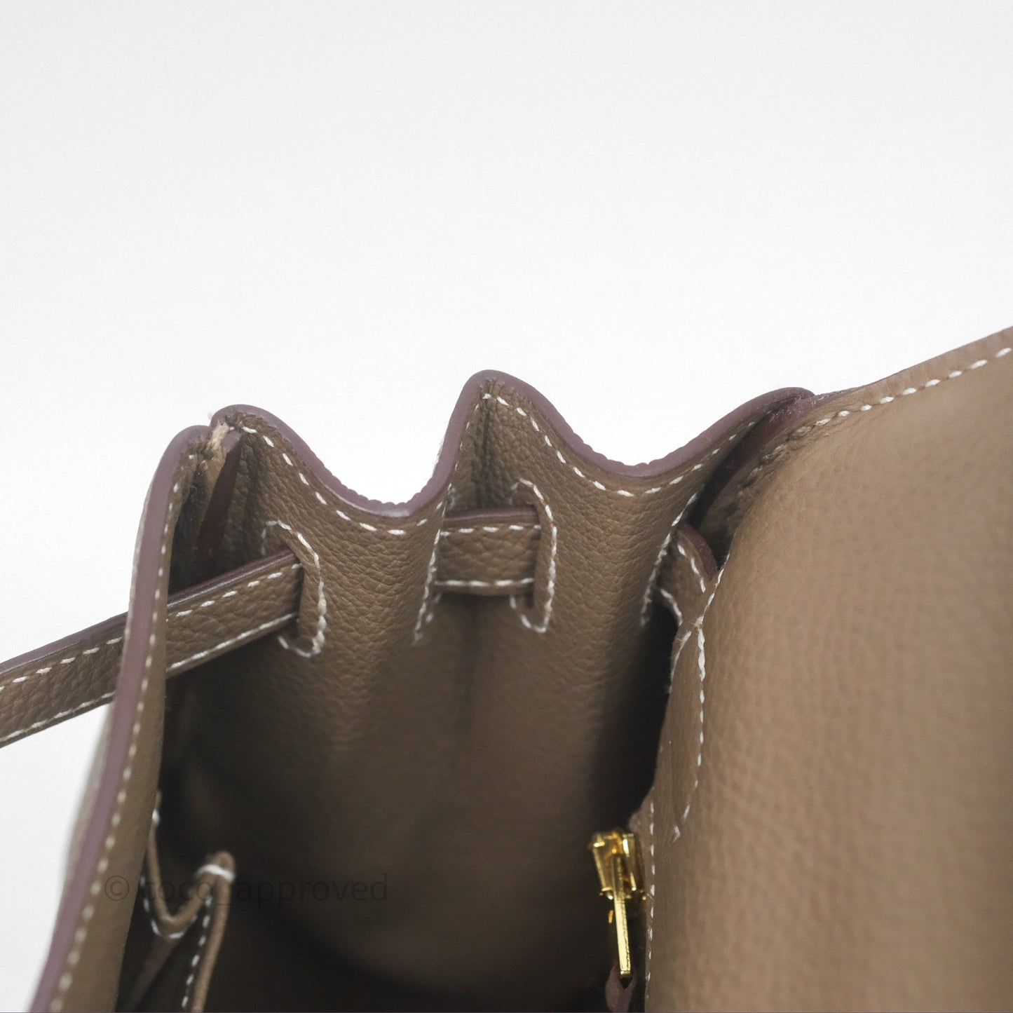 Hermès Retourne Kelly 25 Etoupe 18 Togo Gold Hardware