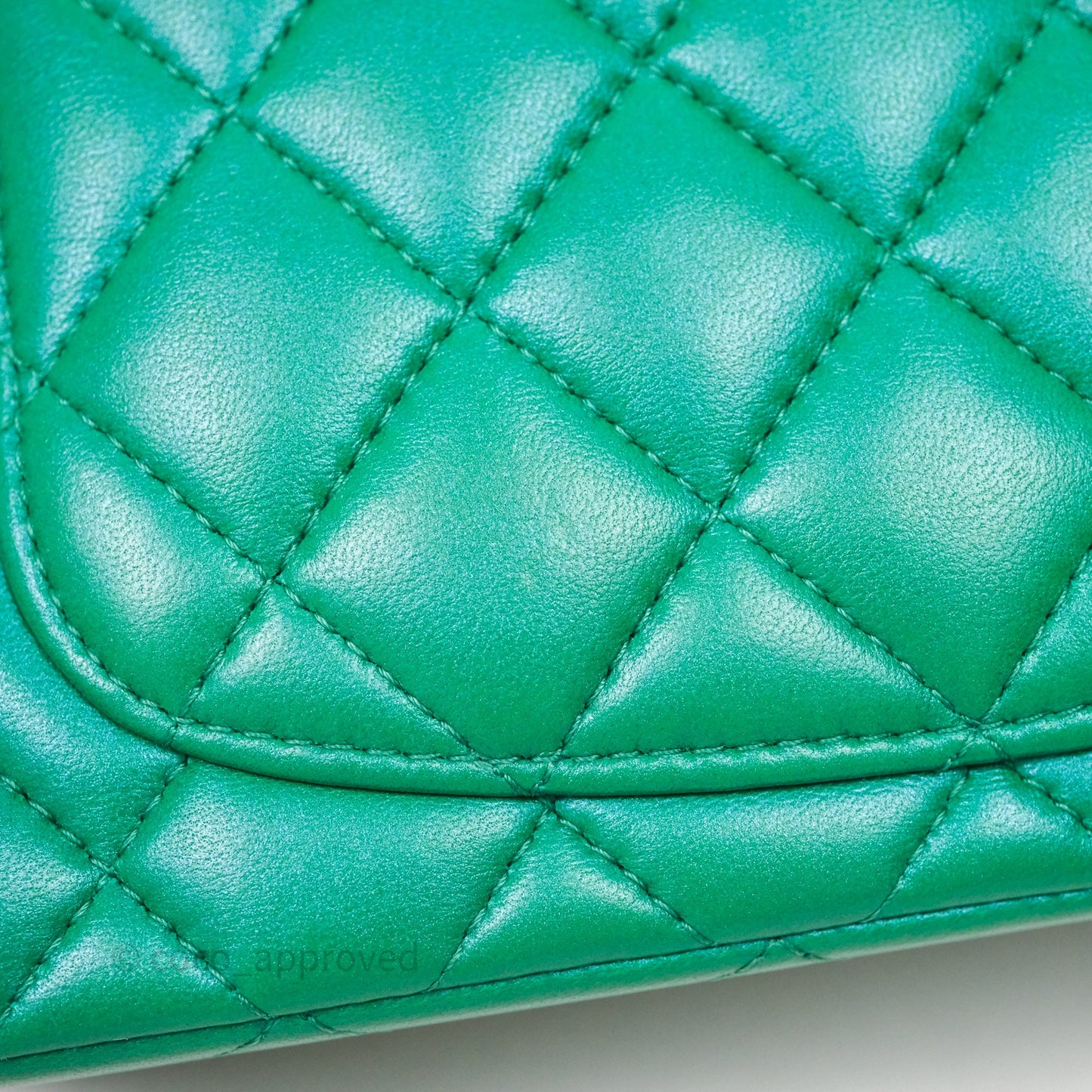 Chanel Top Handle Mini Rectangular Flap Bag Iridescent Green Lambskin Aged Gold Hardware