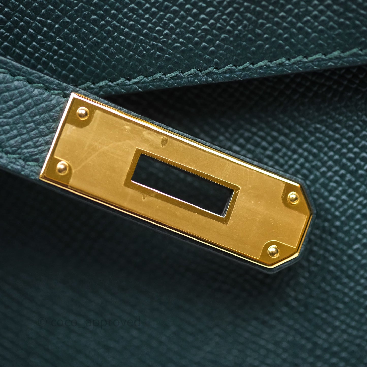 Hermès Kelly 28 Sellier Vert Cypres 6O Epsom Gold Hardware