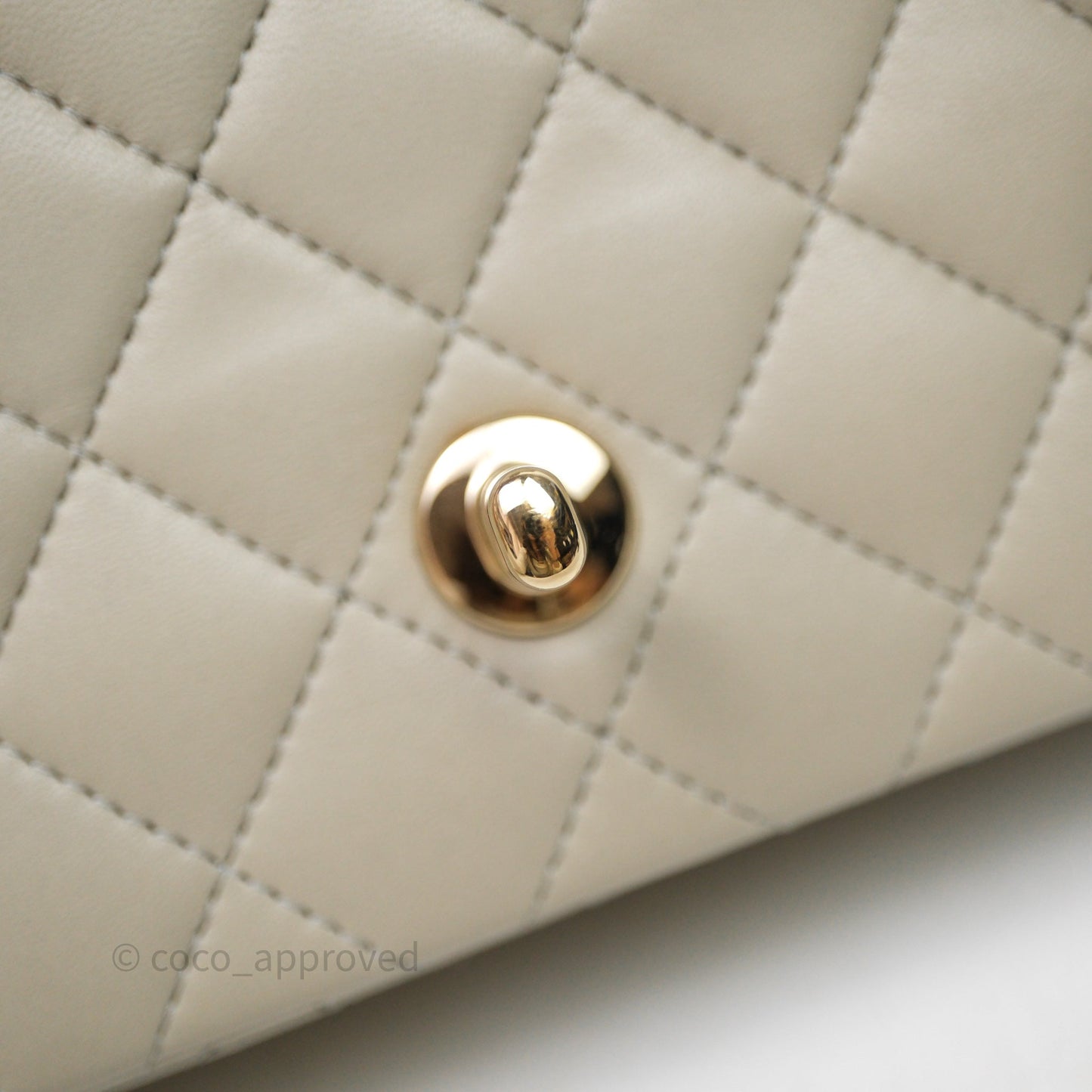Chanel Mini Rectangular Flap Quilted Light Grey Lambskin Gold Hardware 22C
