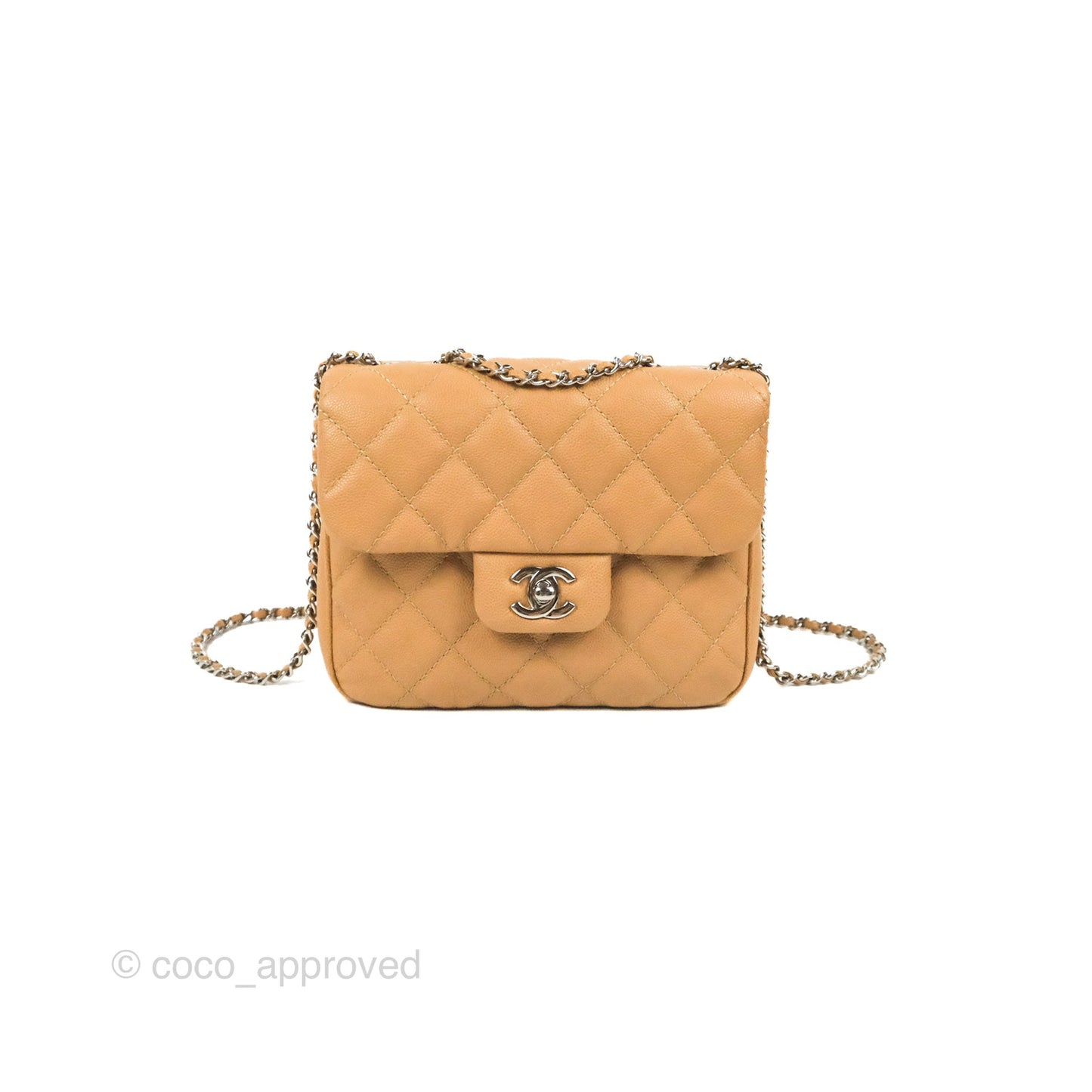 Chanel Quilted Small Urban Companion Flap Bag Beige Caviar Silver Hardware