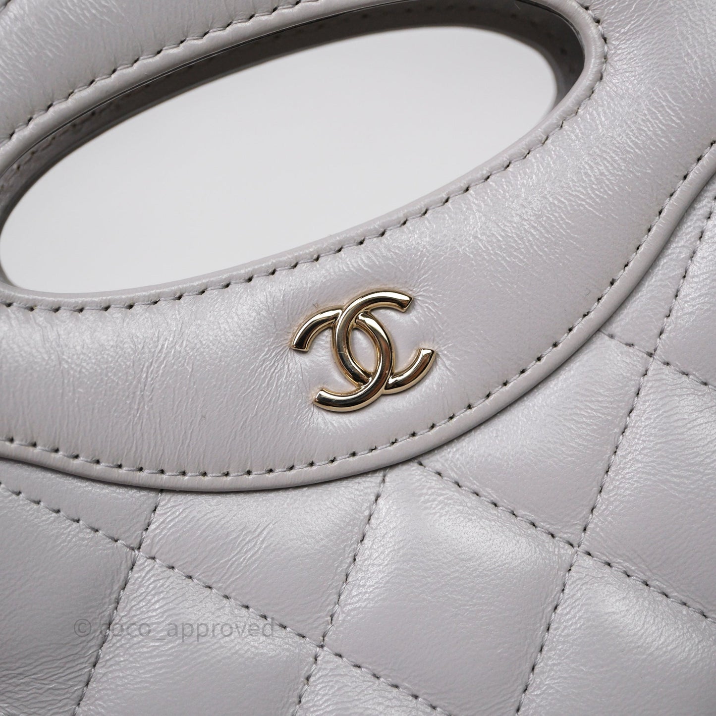 Chanel Nano 31 Grey Shiny Lambskin Gold Hardware