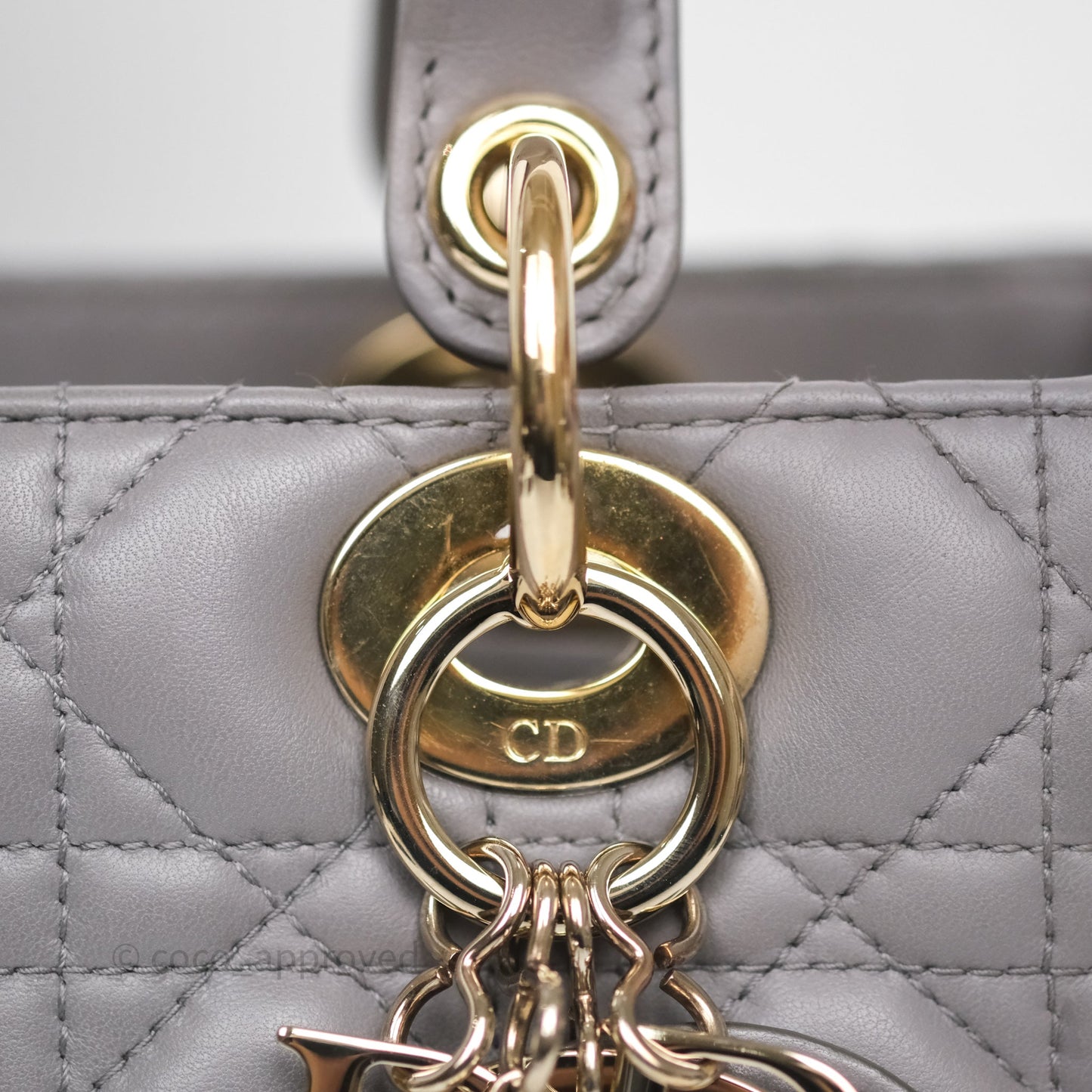 Christian Dior Medium Lady Dior Grey Lambskin Gold Hardware