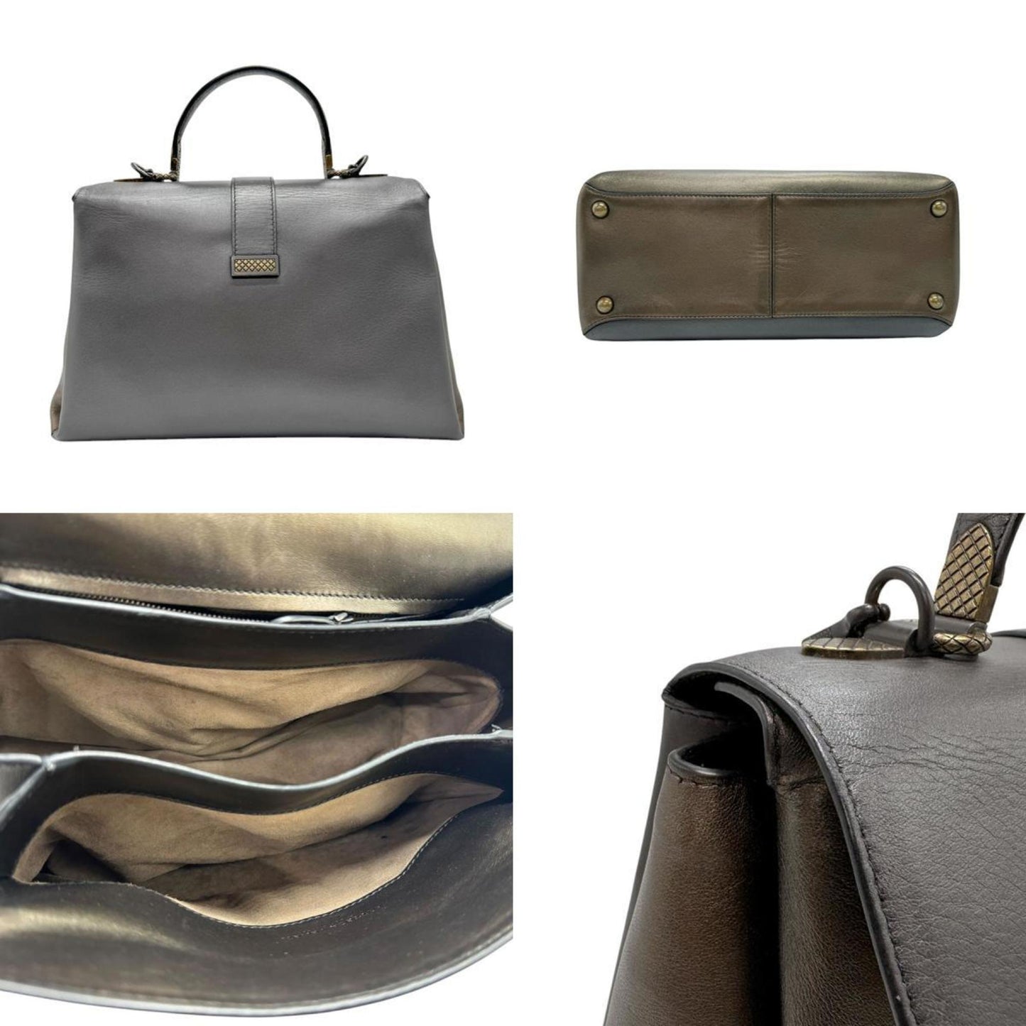 Luxury Bottega Veneta Metallic  Metallic  Leather Handbag Shoulder Bag ()