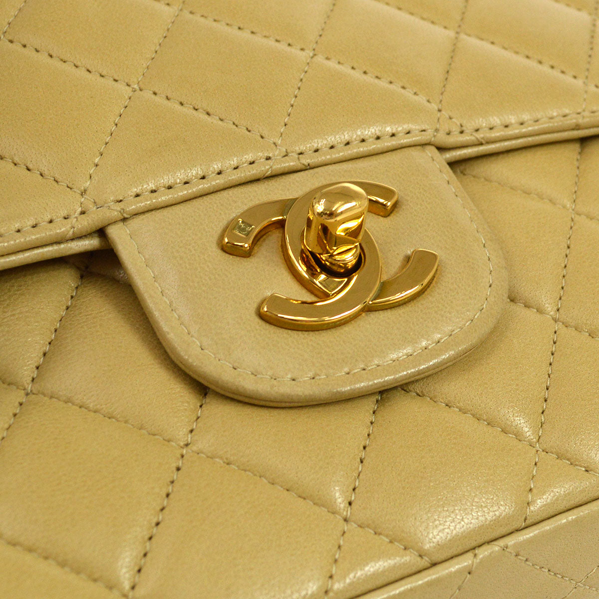 Luxury Chanel 1994 Classic Flap Handbag Set Beige Lambskin