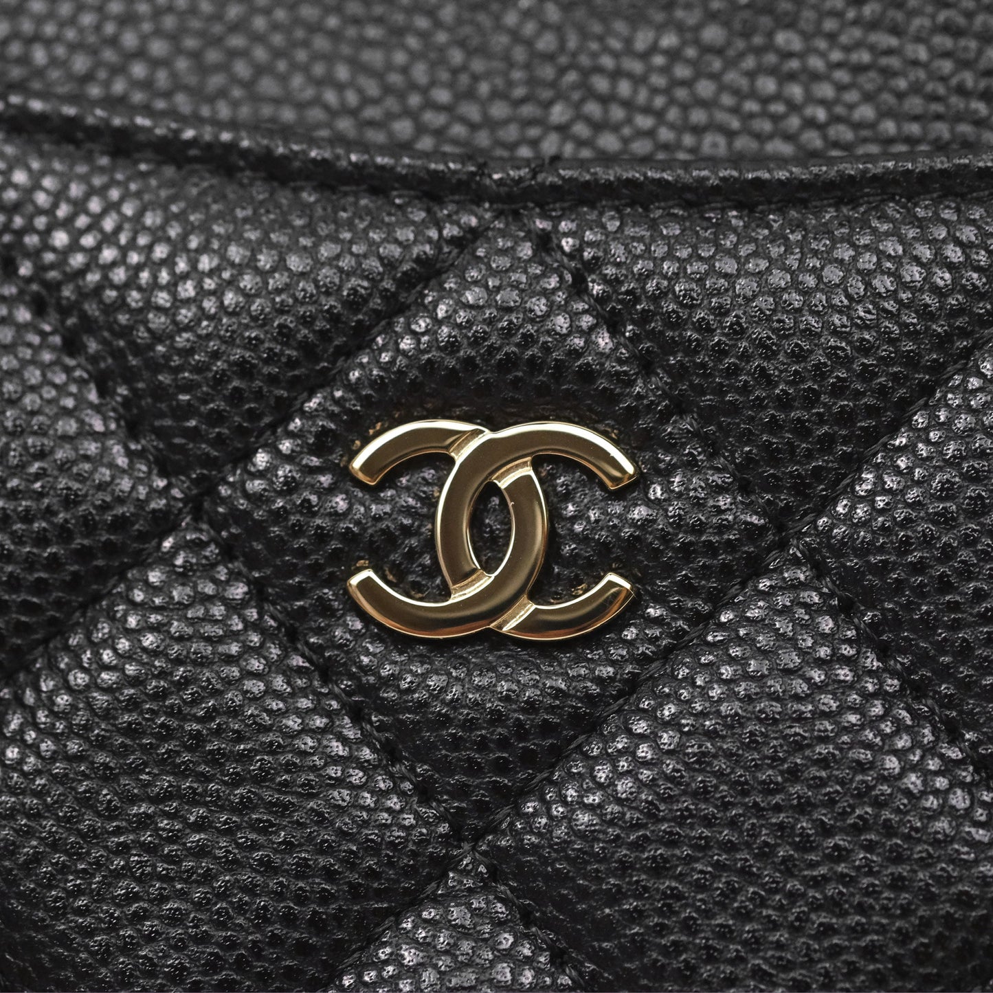 Chanel Quilted Classic Zip Card Holder Wallet Black Caviar Gold Hardware