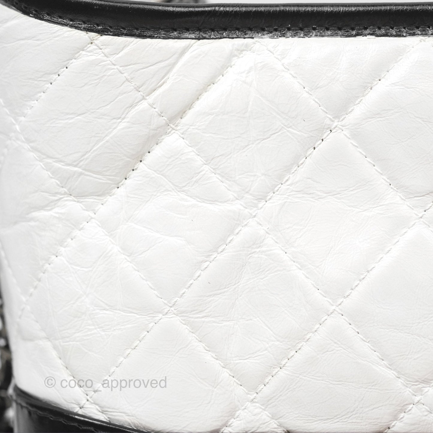 Chanel Small Gabrielle Hobo Quilted Black White Aged Calfskin