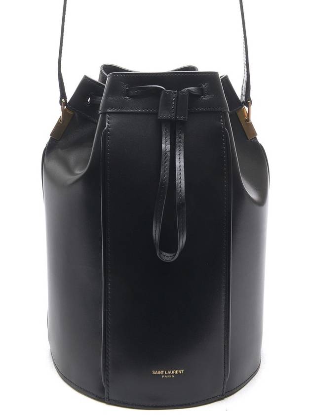 Luxury Saint Laurent Talitha Medium Leather Bucket Bag Black