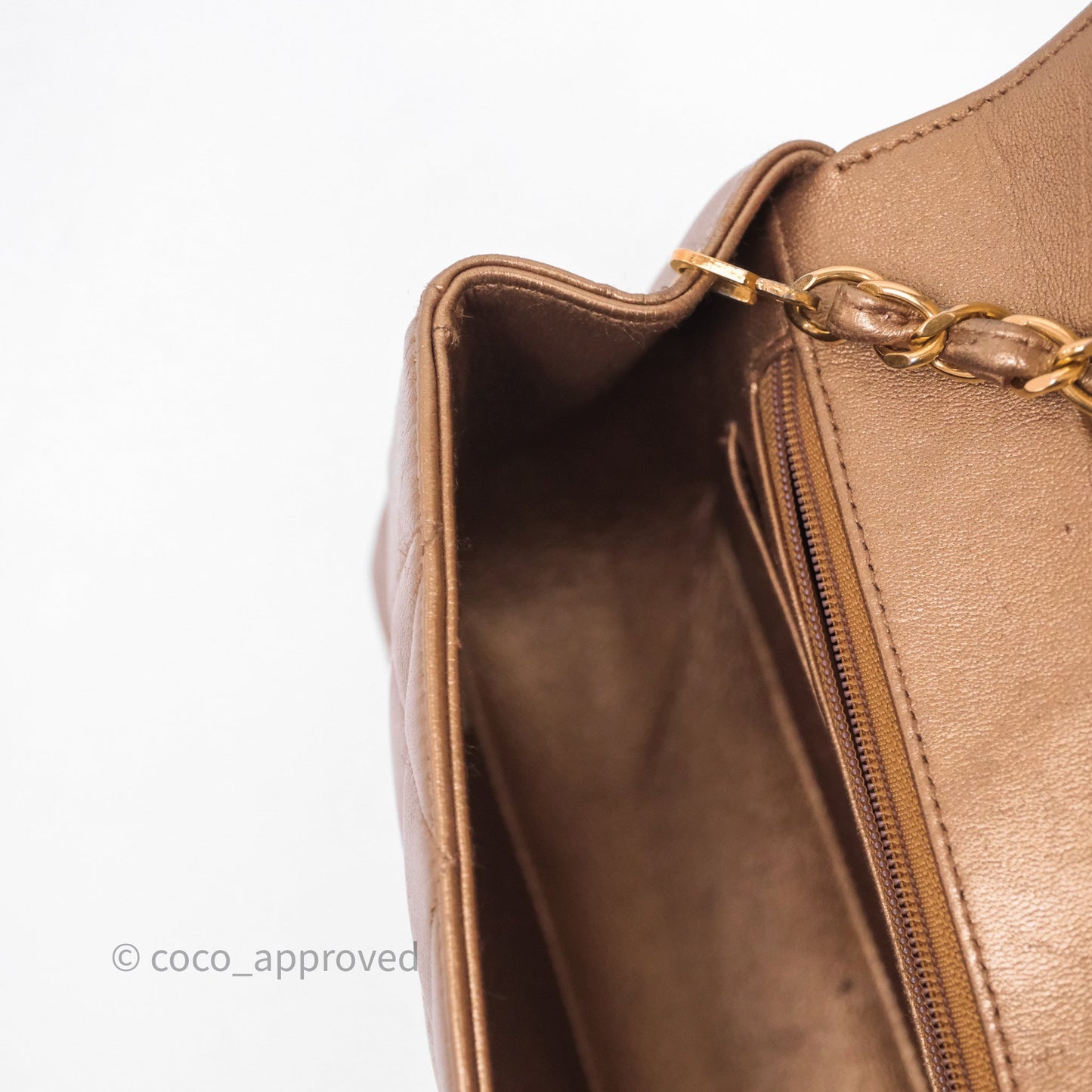 Chanel Vintage Small Quilted Classic Diana Flap Bag Gold Lambskin 24K Gold Hardware