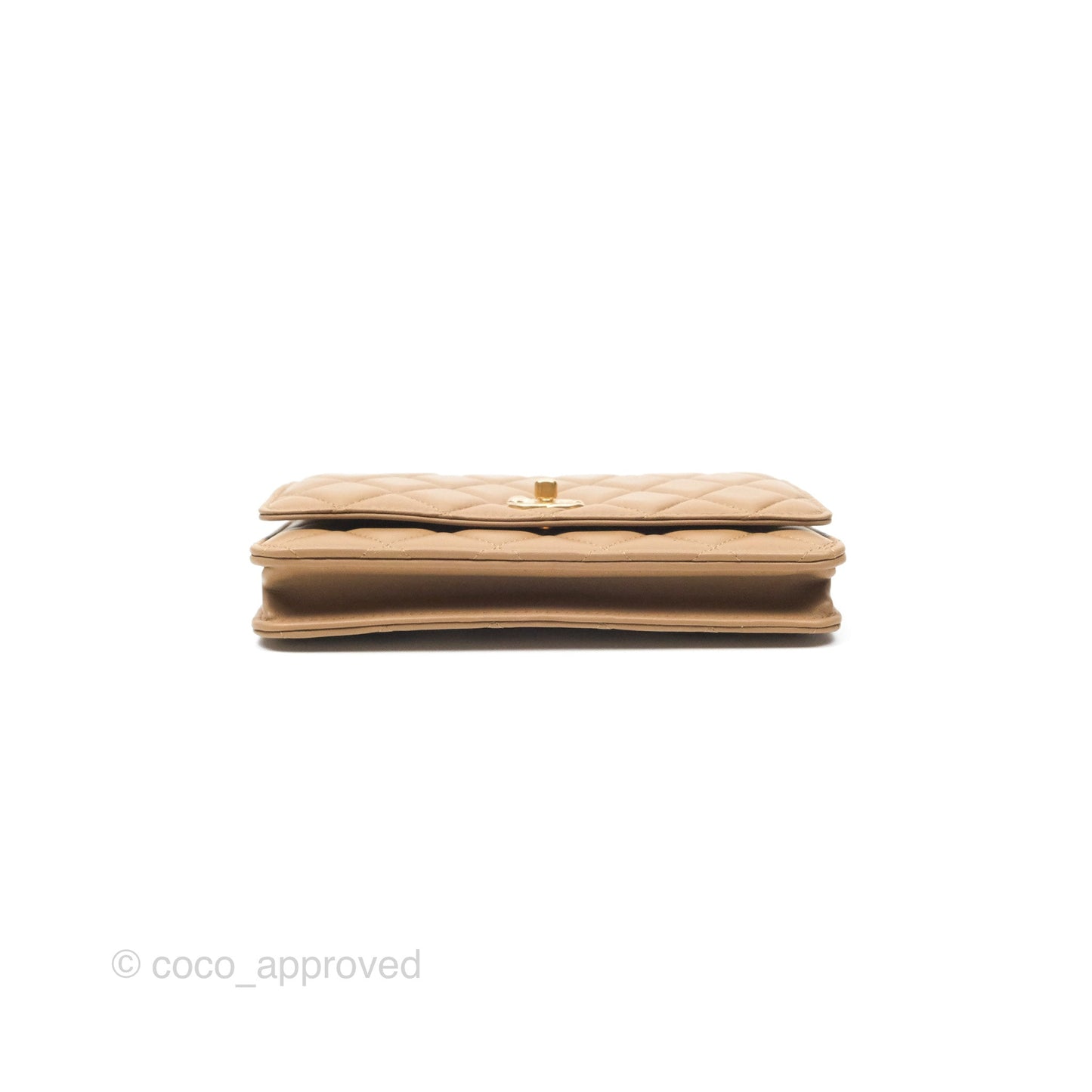 Chanel Quilted Pearl Crush Wallet on Chain WOC Beige Lambskin Aged Gold Hardware
