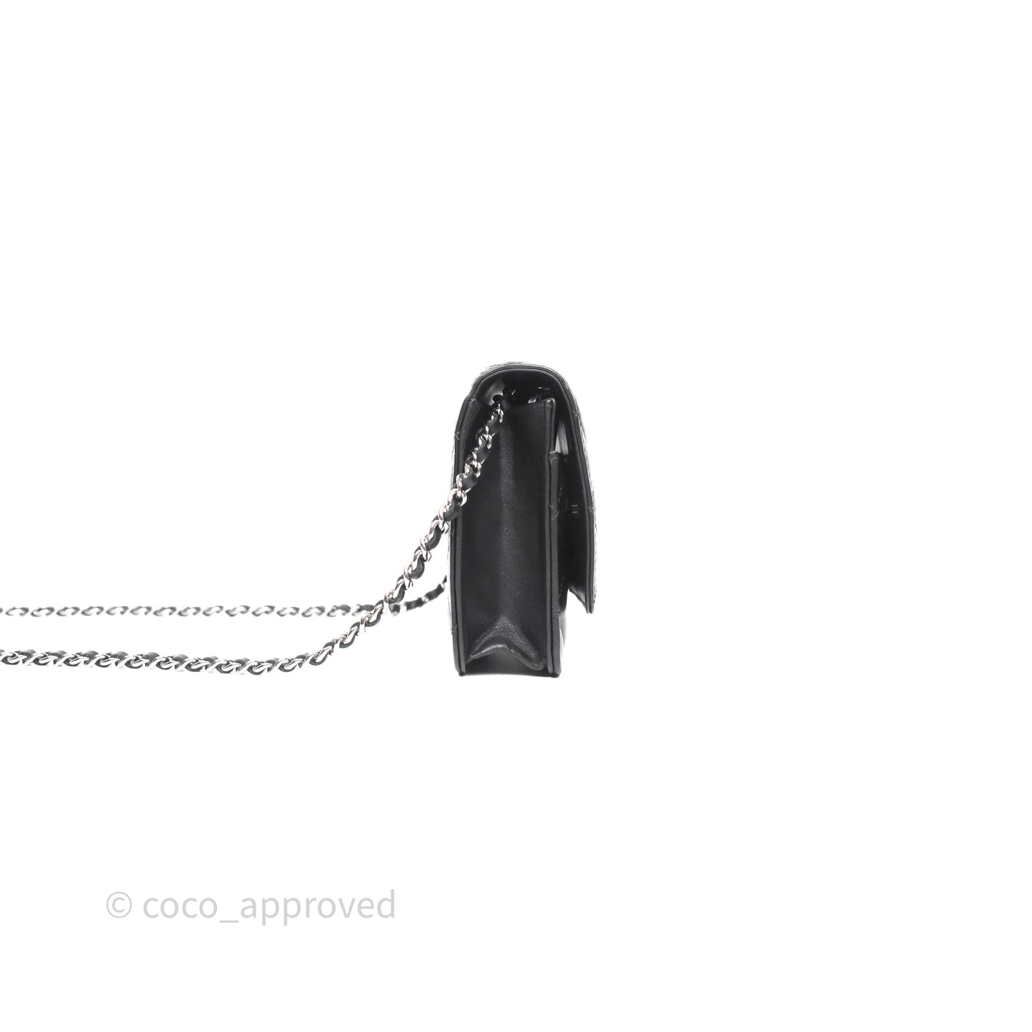 Chanel Cambon Line Wallet On Chain Black Lambskin Bag Silver Hardware