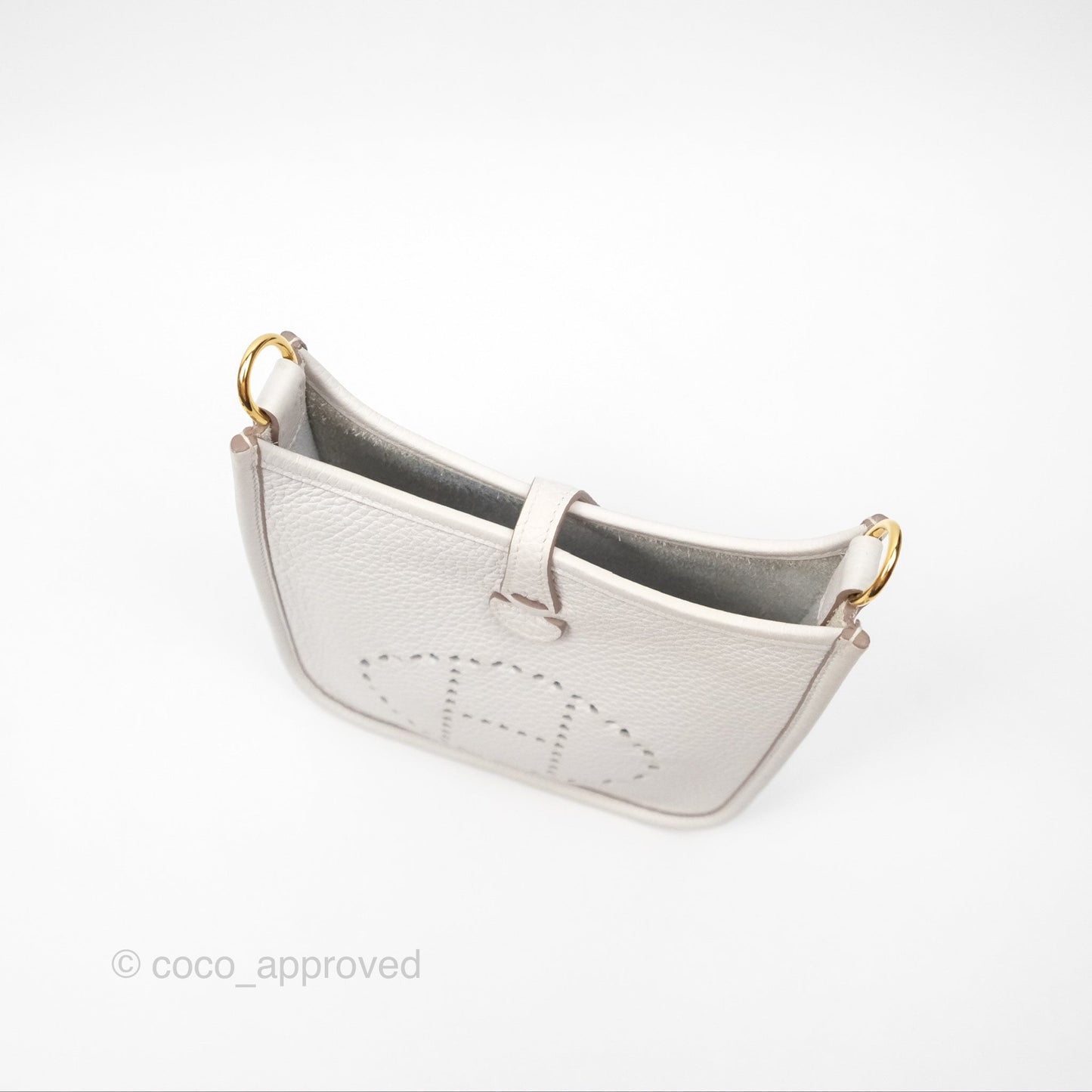 Hermès Mini Evelyne 16 Gris Pale M4 Clemence Gold Hardware