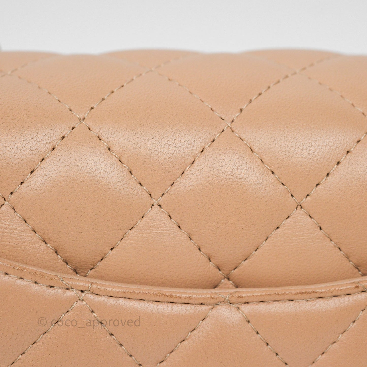 Chanel Mini Rectangular Quilted Beige Lambskin Gold Hardware