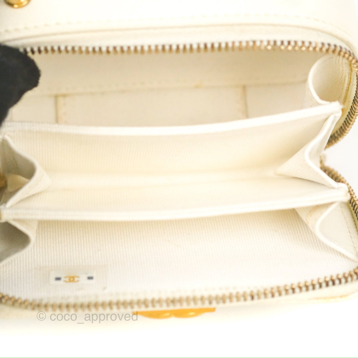 Chanel Mini Boy Clutch with Chain White Caviar Aged Gold Hardware