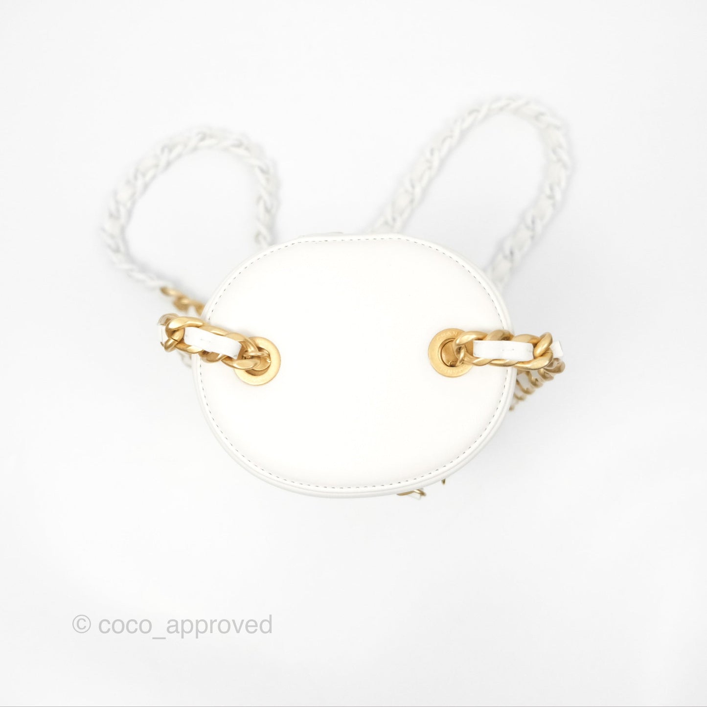 Chanel Vanity Case With Chain Shoulder Bag Quilted Calfskin Leather White
