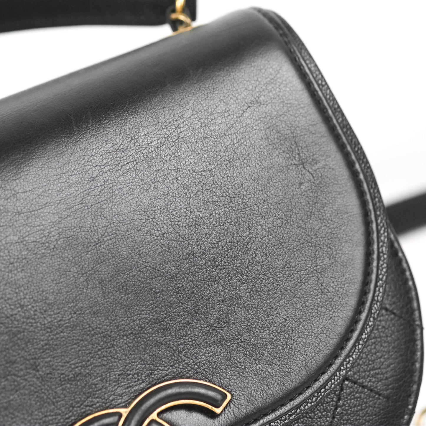 Chanel Small Coco Curve Flap Black Goatskin Antique Gold Hardware