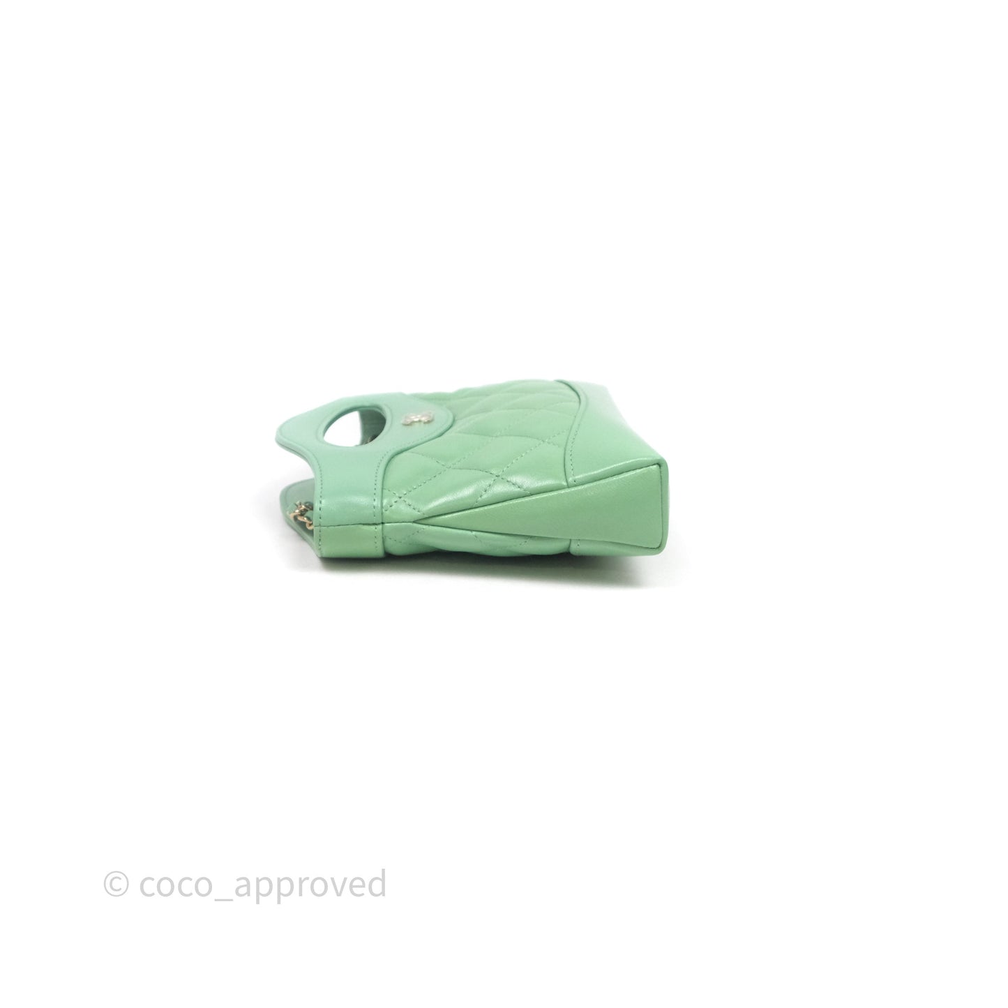 Chanel Nano 31 Green Shiny Lambskin Gold Hardware