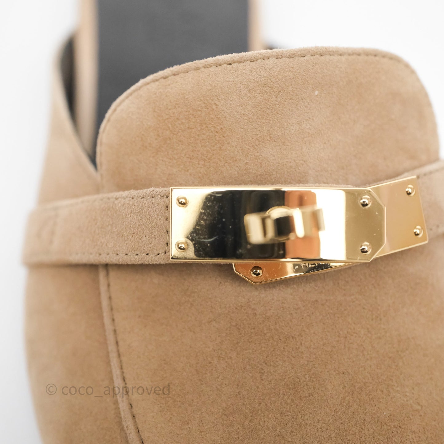 Hermès Oz Velvet Mules in Beige Sable Gold Hardware Size 37.5