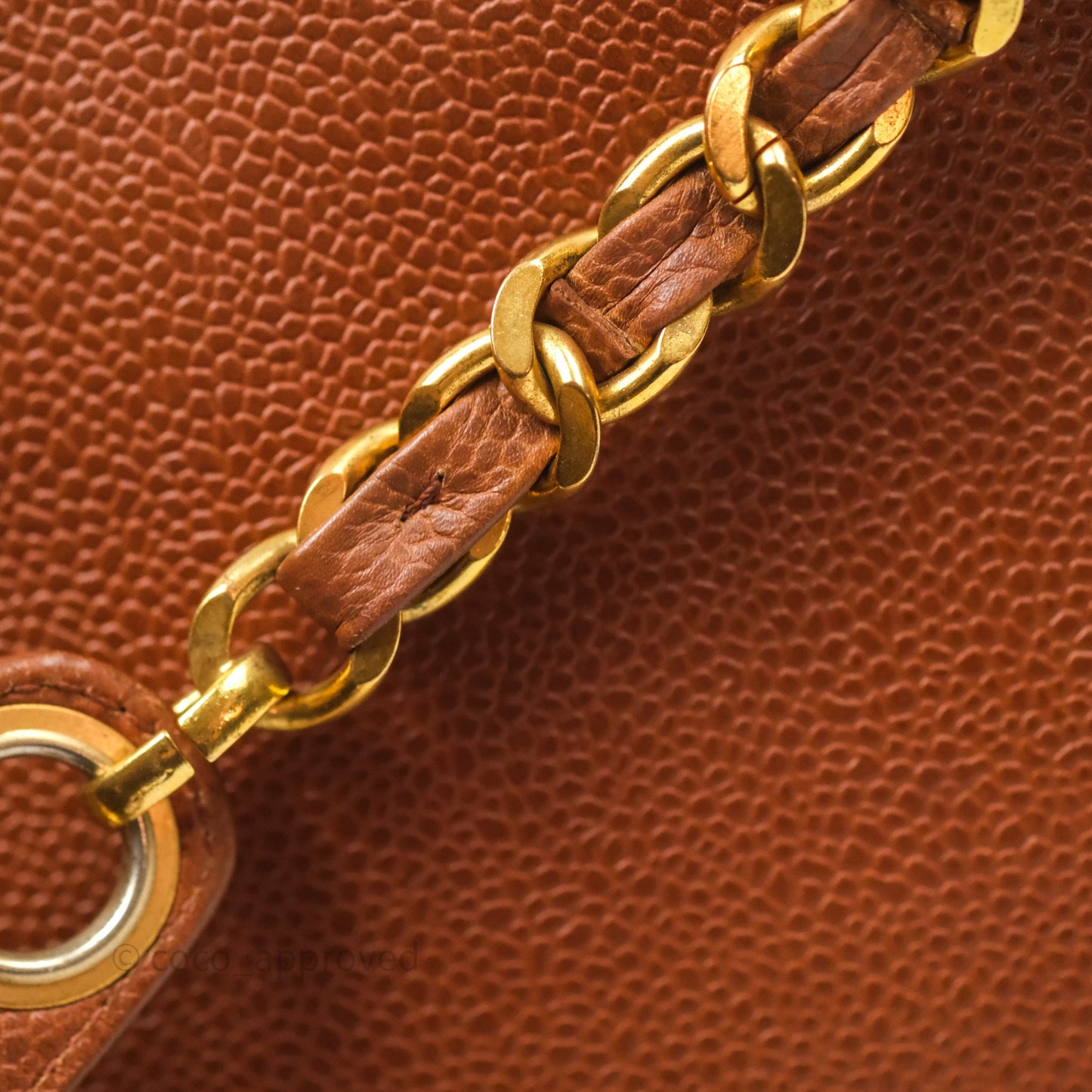 Chanel Vintage Tote Caramel Caviar 24K Gold Hardware