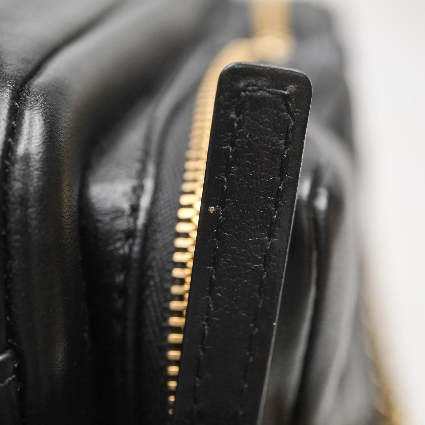 Chanel Small Camera Case Quilted Black Calfskin Aged Gold Hardware 22C
