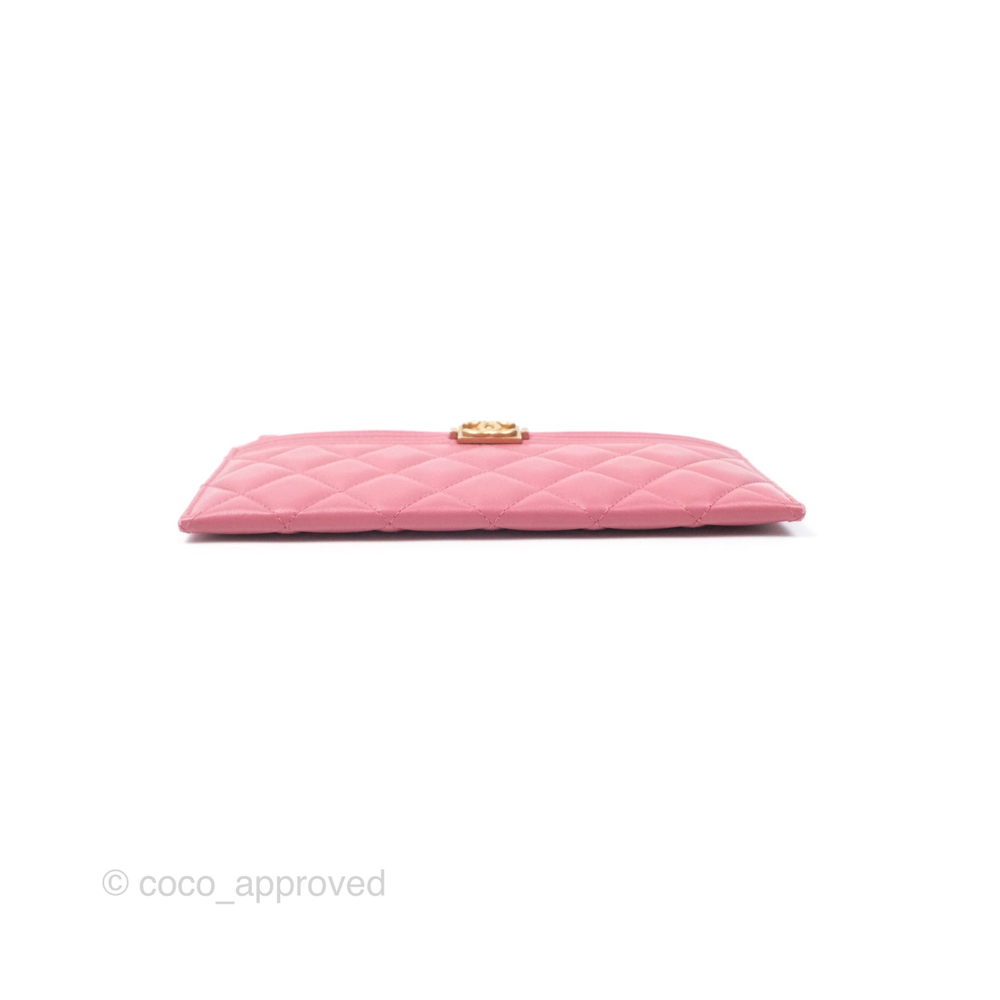 Chanel Boy Long Pouch Wallet Dusty Pink Lambskin Aged Gold Hardware