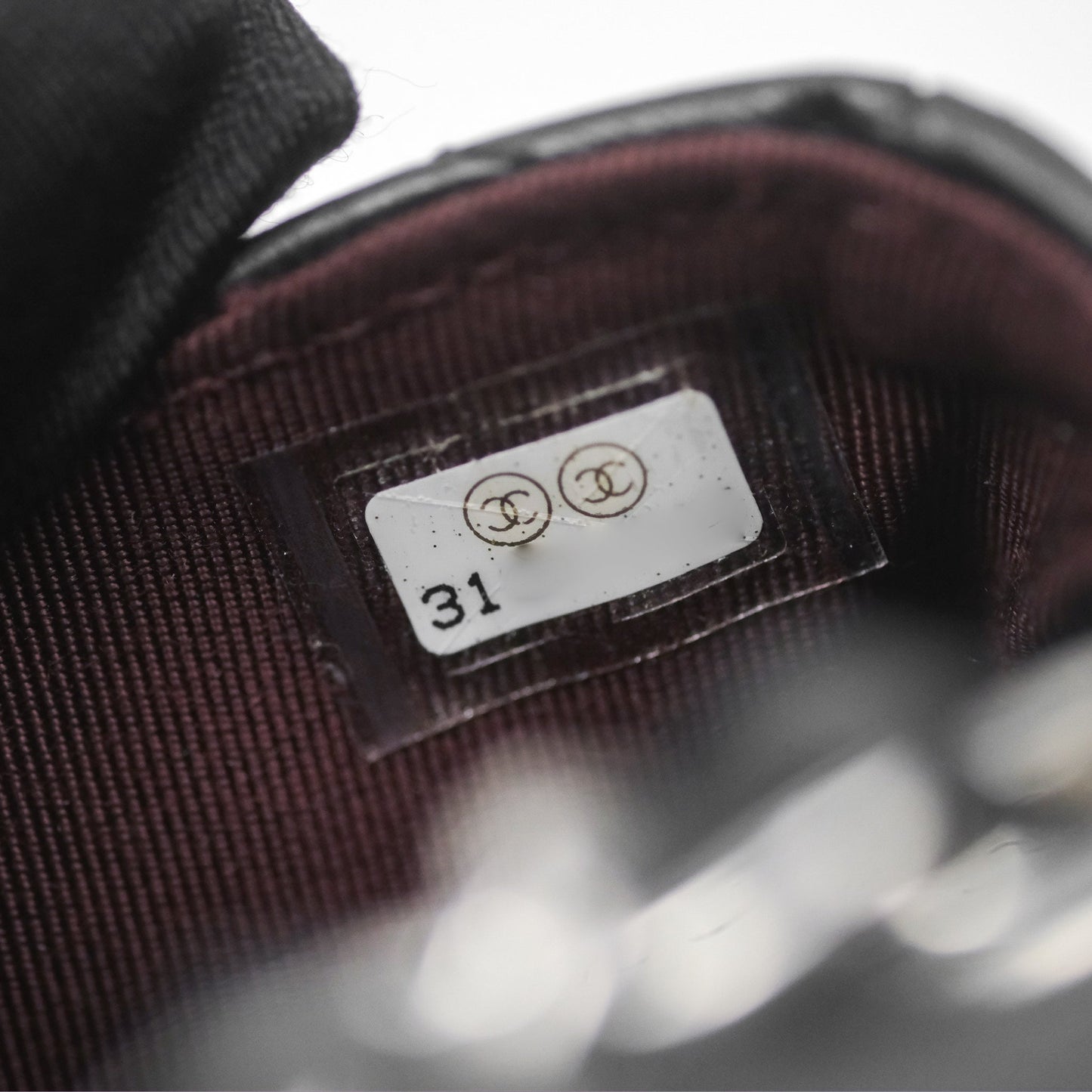 Chanel Mini Card Holder Chain Belt Bag Chevron Black Calfskin Silver Hardware