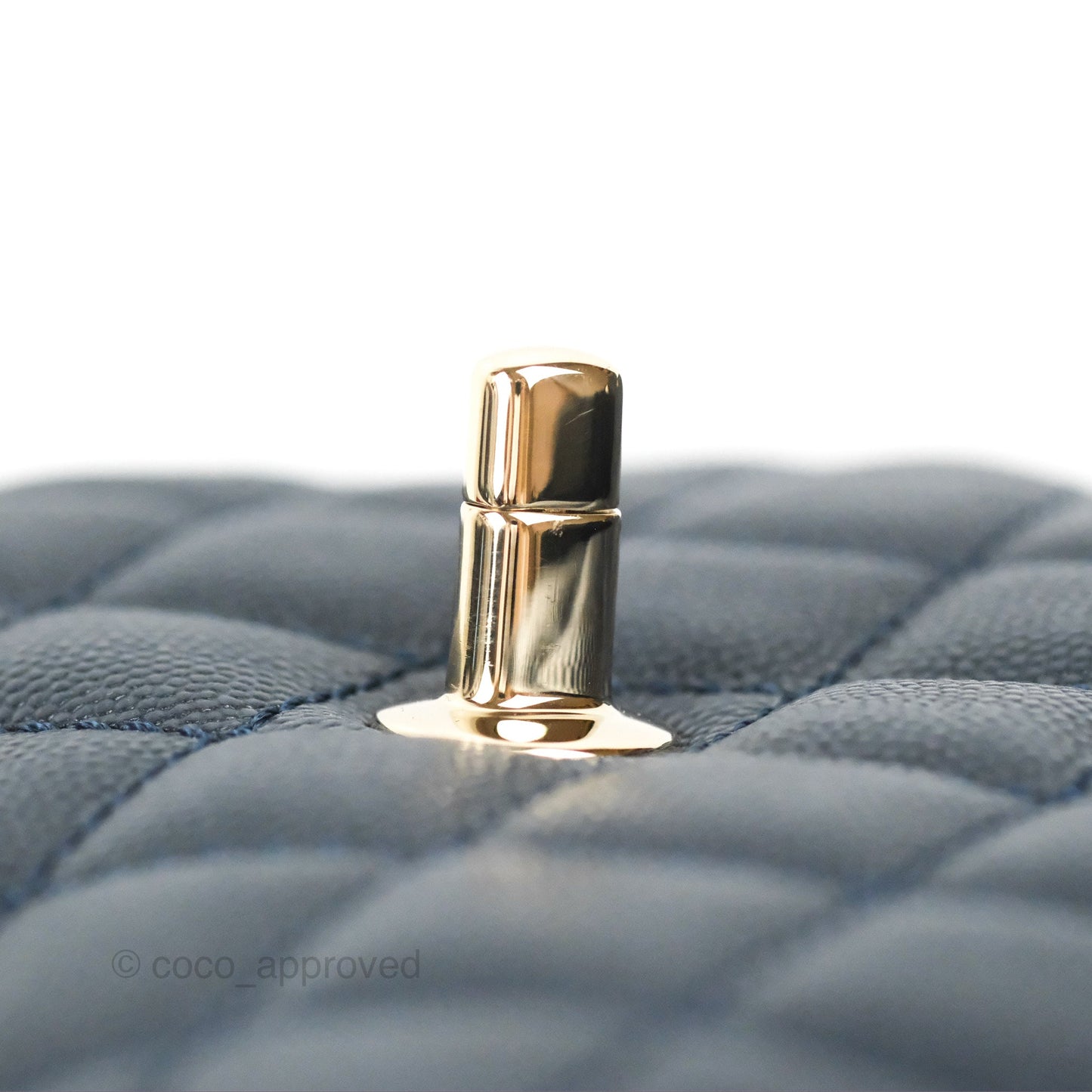 Chanel Mini Coco Handle Quilted Navy Caviar Gold Hardware