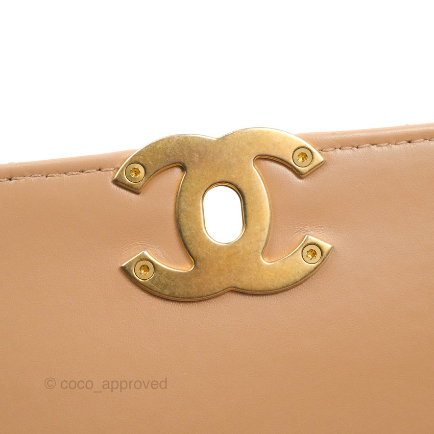 Chanel Quilted Perfect Fit Adjustable Beige Calfskin Gold Hardware 21A