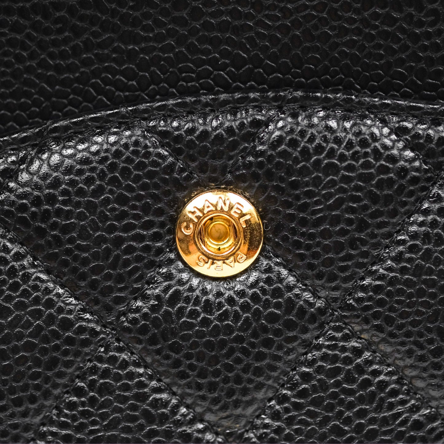 Chanel Classic M/L Medium Flap Quilted Black Caviar Gold Hardware