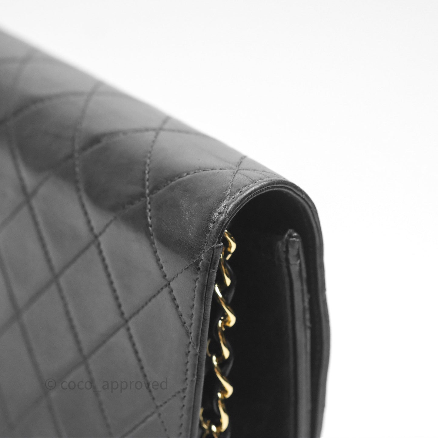 Chanel Vintage Quilted Flap Bag Black Lambskin 24K Gold Hardware